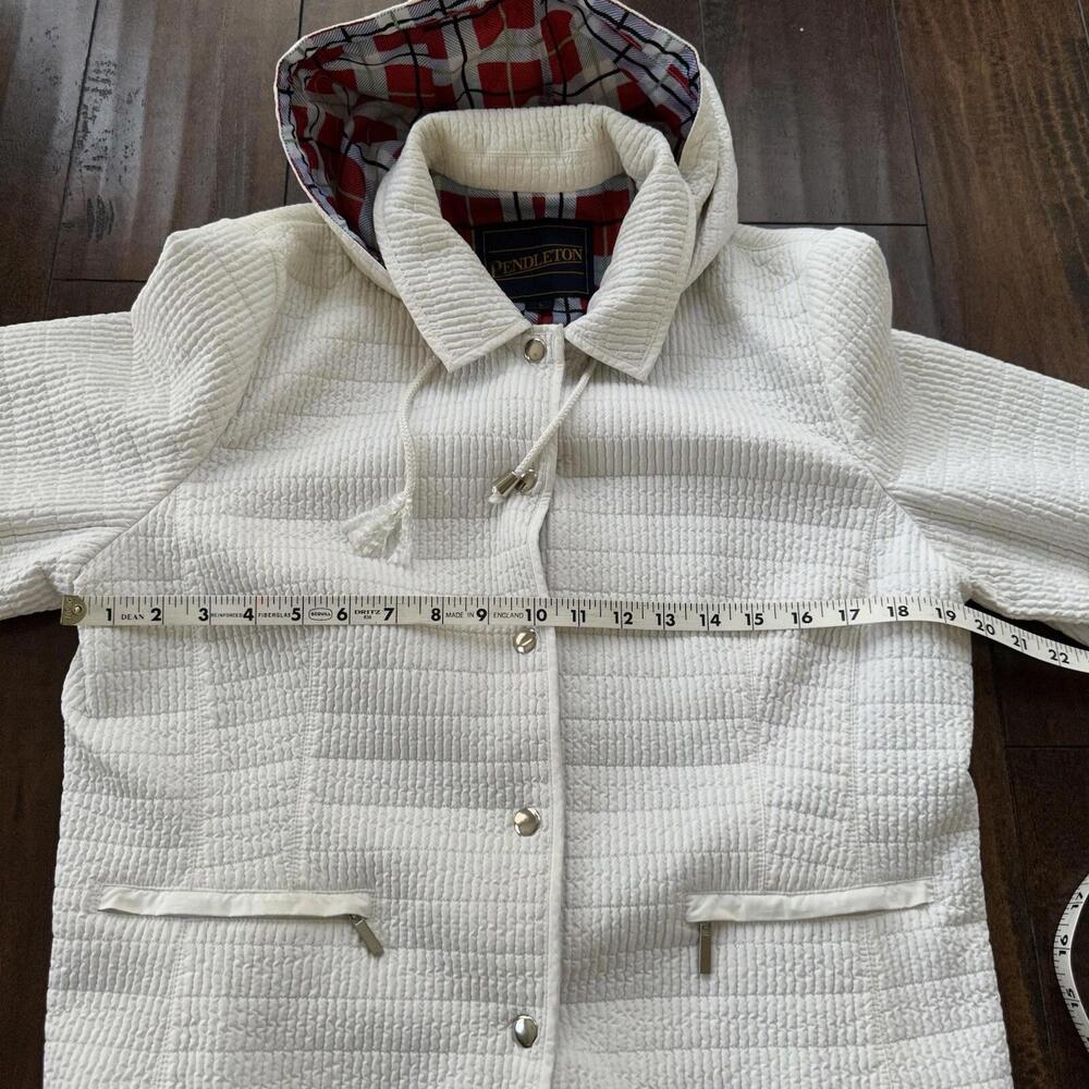 Pendleton White Button Front Hooded Jacket Coat S… - image 7